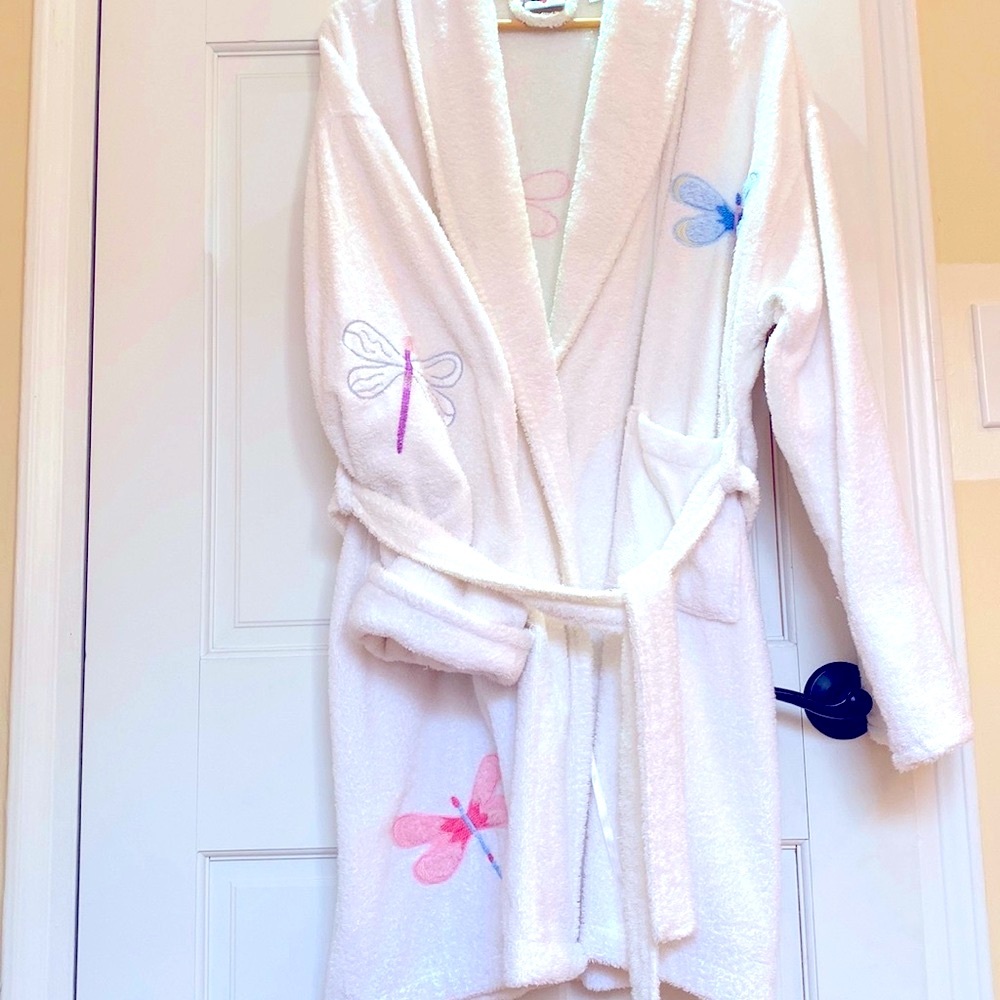 Bathrobe featuring Dragonfly Embroidery, M/L - 100% Turkish Cotton